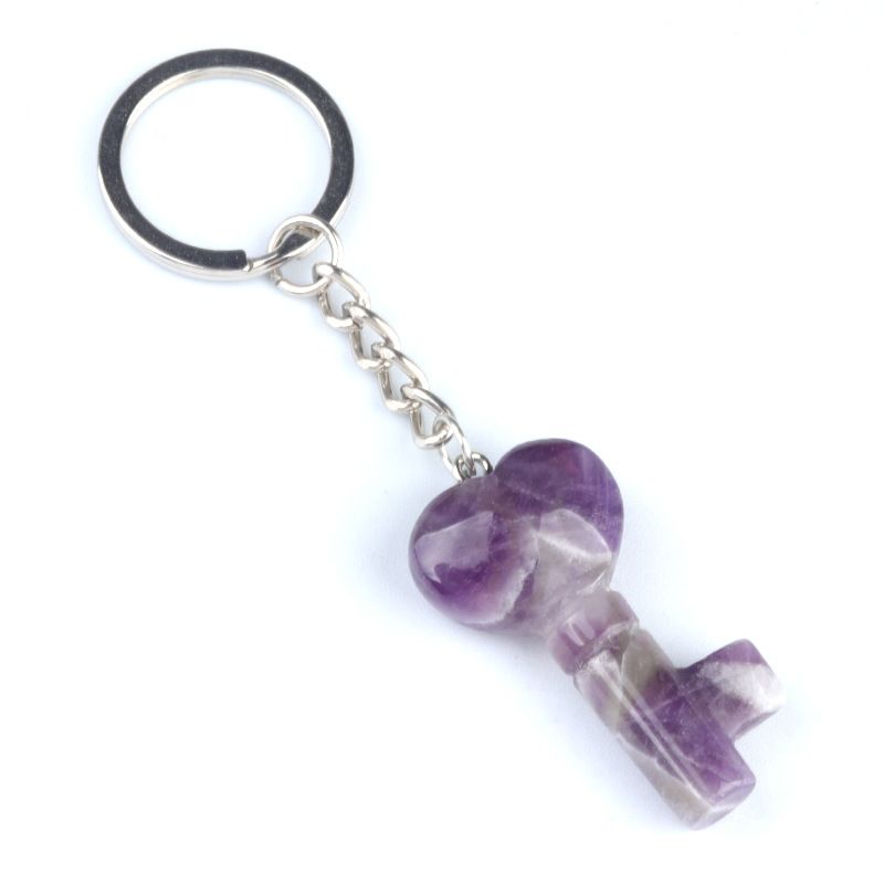 1569 - Chaveiro de Coração de Cristal Natural Chaveiro de Coração Pingente de Fechadura em Forma de Coração DIY Acessório Criativo de Pingente