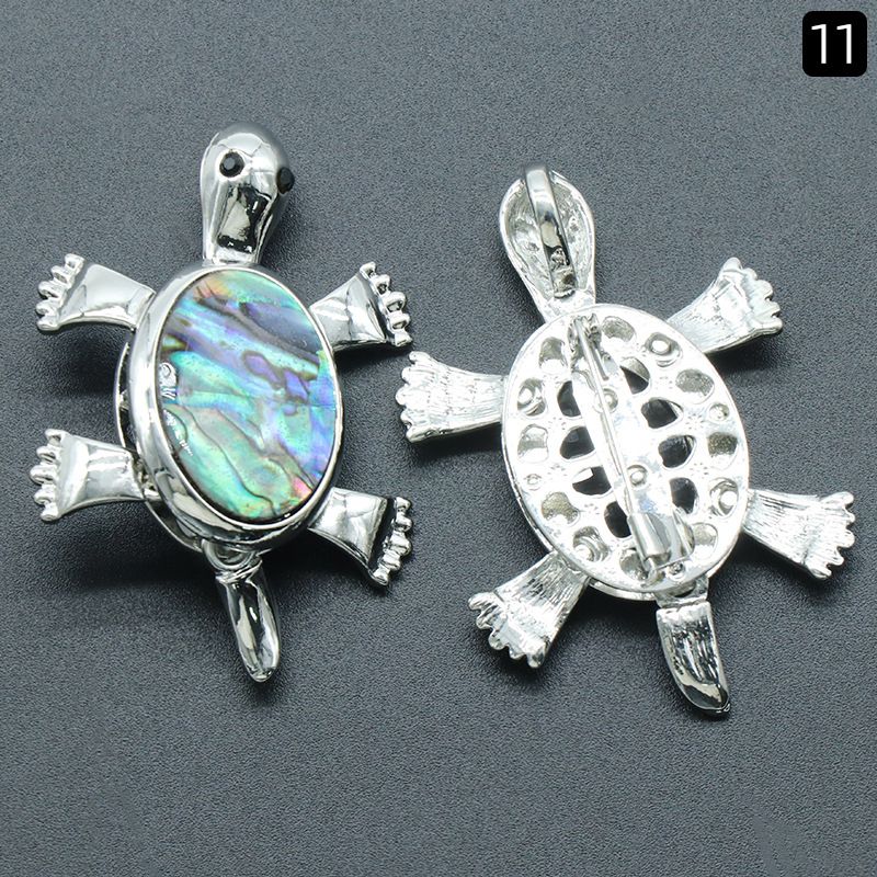 Pingente de broche de tartaruga 1558, acessórios de colar de pingente de pedra preciosa incrustada em liga de cristal natural