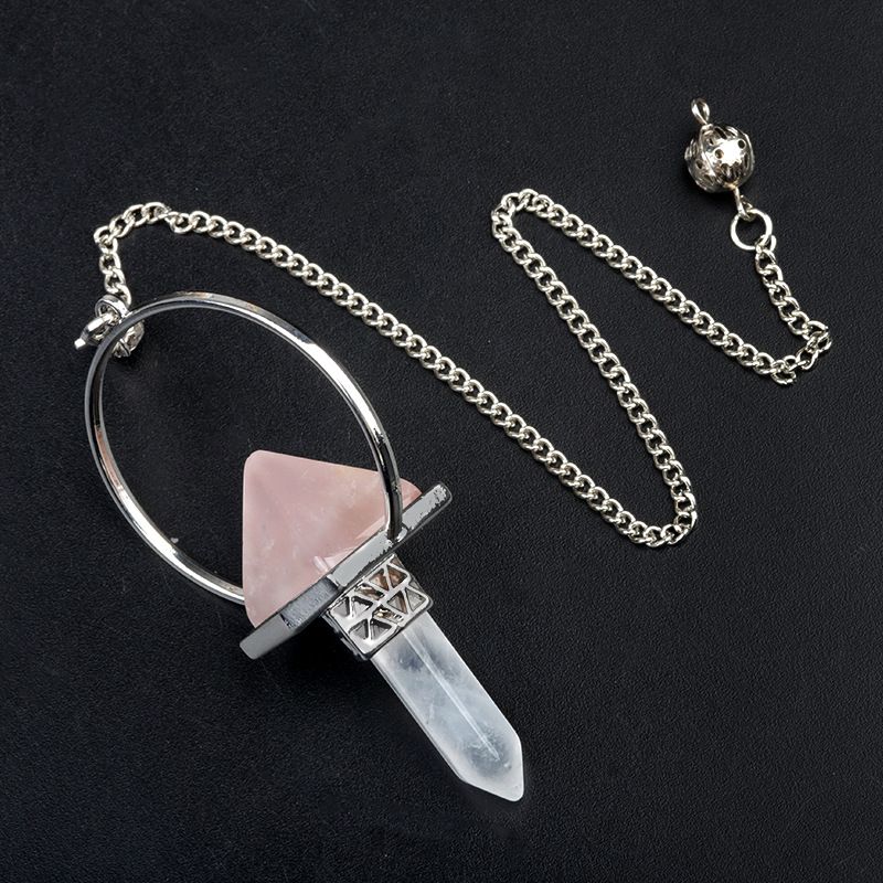 1925-Pingente de pêndulo hexagonal de pilar de cristal branco, pingente de pêndulo amplificador