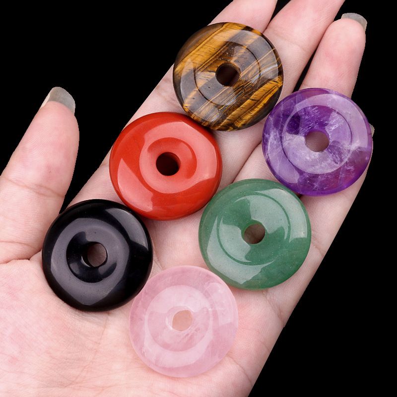 2187-30 buraco 6mm cristal ágata pedra fivela de segurança olho de tigre pedra pingente nostálgico DIY colar pingente acessórios