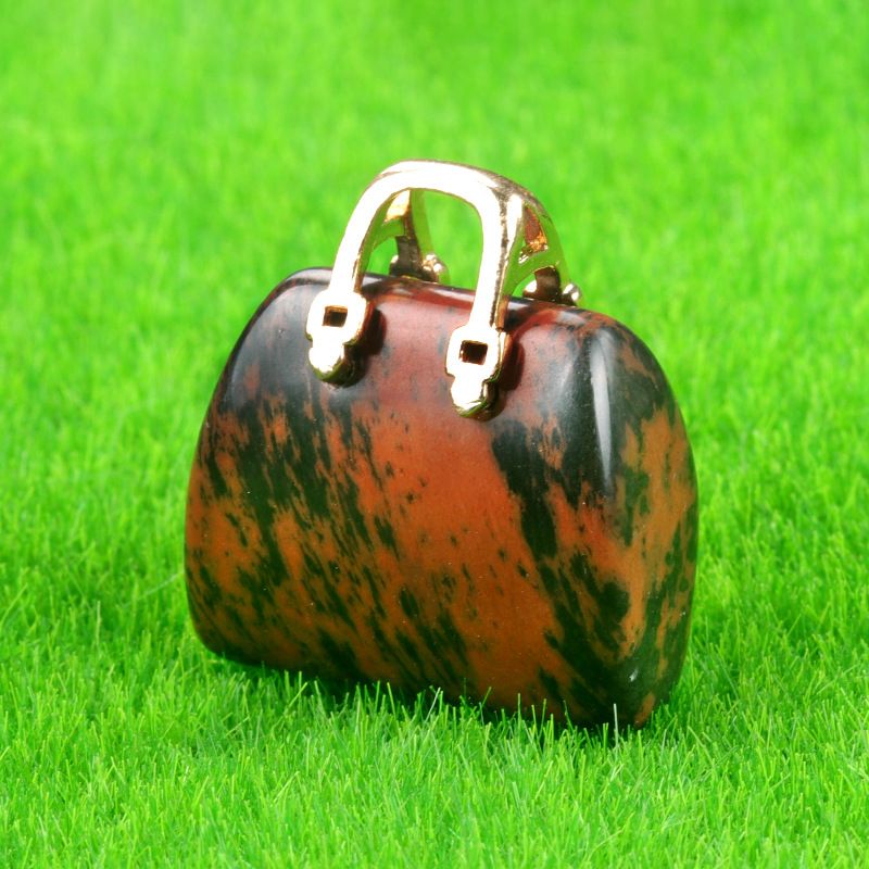 1710-Mini bolsa de pedra de cristal natural, pingente de ametista ins decoração de cristal em pó de vento criatividade