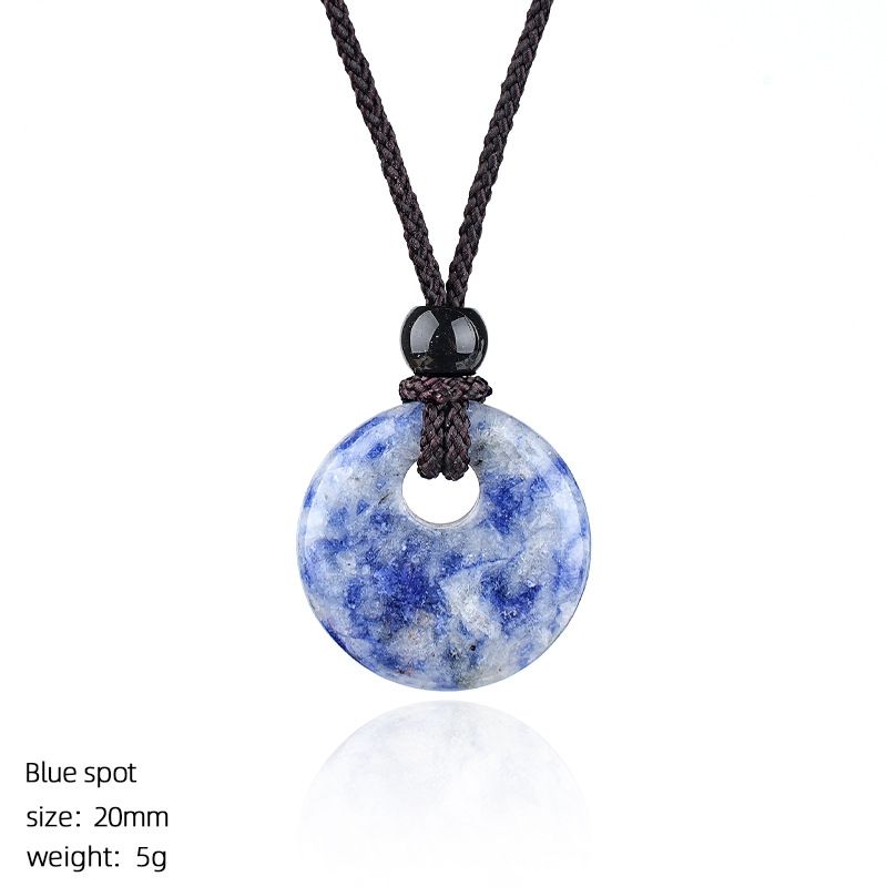 Pingente de fivela de segurança de cristal natural de 20Mm, colar de fivela de princesa redonda com grande buraco gravado em pedra selvagem, presente de Natal.