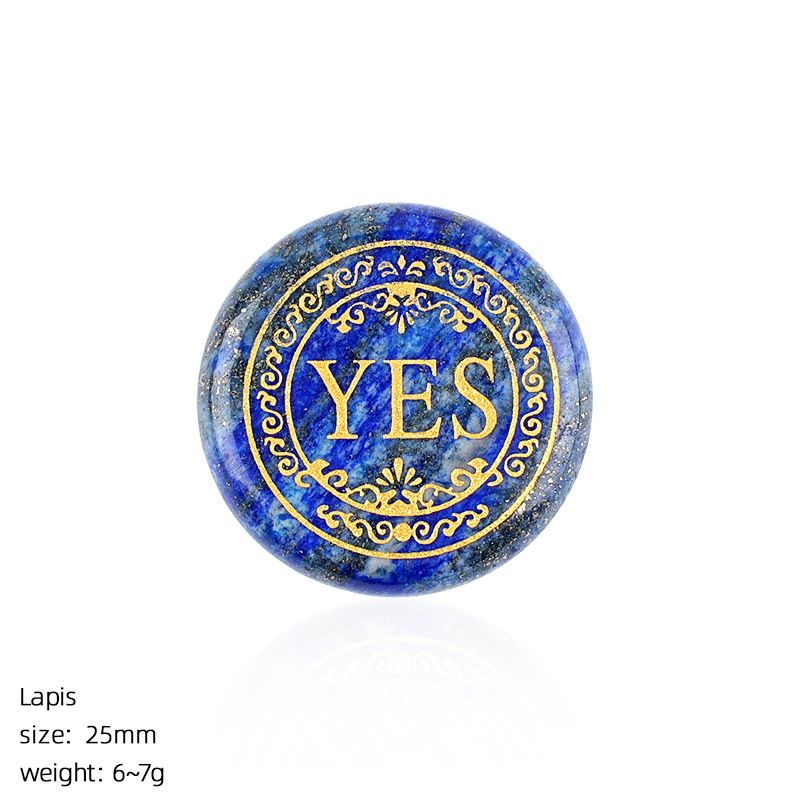 25Mm cristal natural decisão pedra transfronteiriça Europeia e americana sim / não duas opções uma dupla face letras redondas ágata escolha pedra