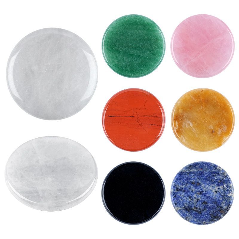 2483 Disco de pedra natural de 55Mm adesivo de geladeira DIY feito à mão suporte de telefone móvel letras material runa acessórios de cristal natural