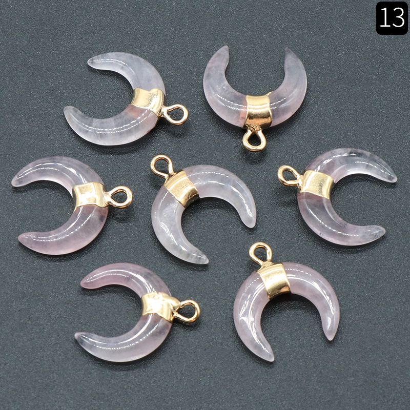1440-Pó de cristal mini lua crescente pingente de chifre dourado Pingente de lua em forma de C DIY colar brincos material de jóias