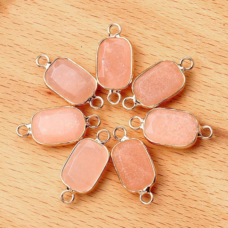 1637-Pingente de retângulo de furo duplo de cristal natural Acessórios de joias DIY Pulseira de colar Acessórios Conector