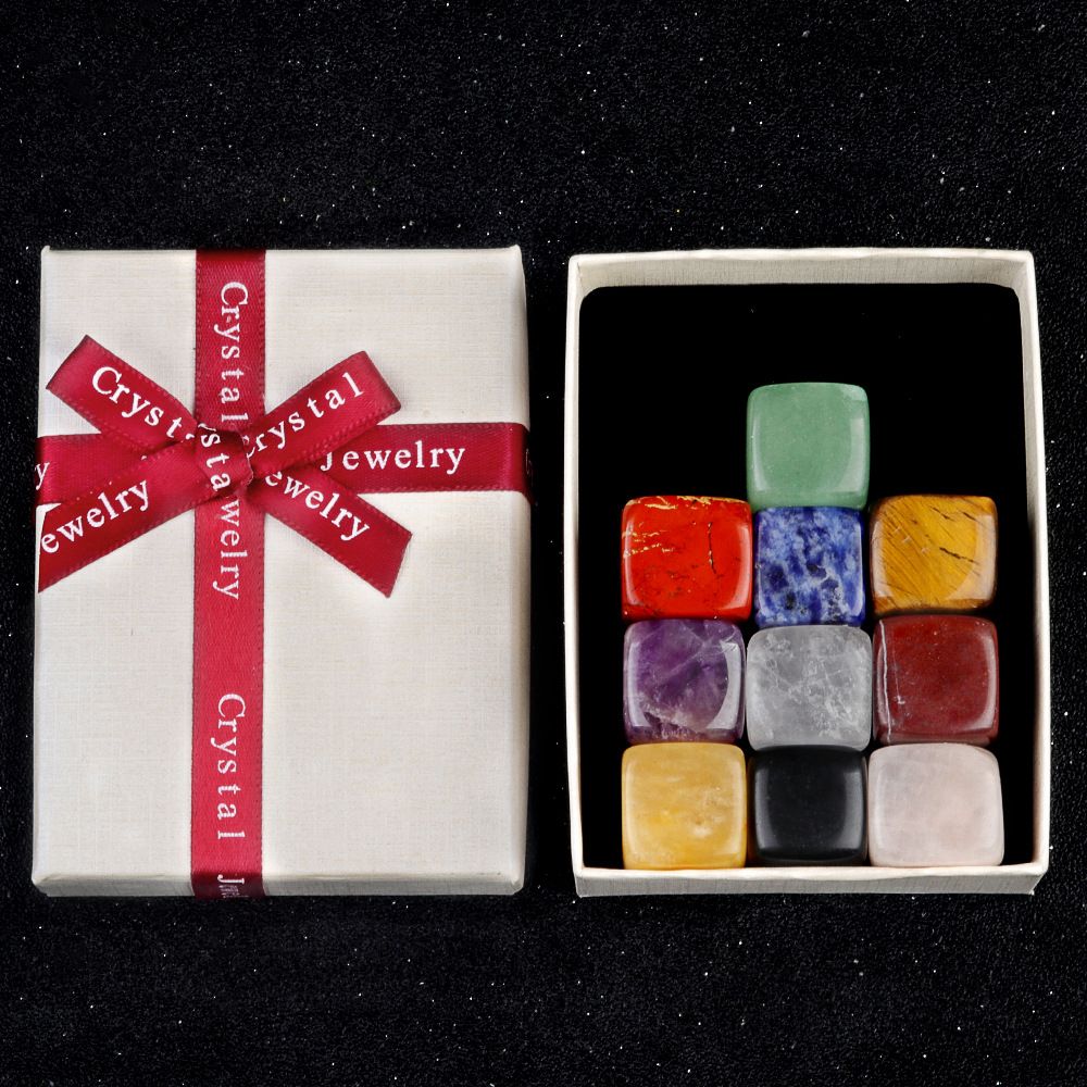 Conjunto quadrado de pedra colorida de 1902-16Mm, ágata de cristal natural 10 peças combinação quadrada não porosa