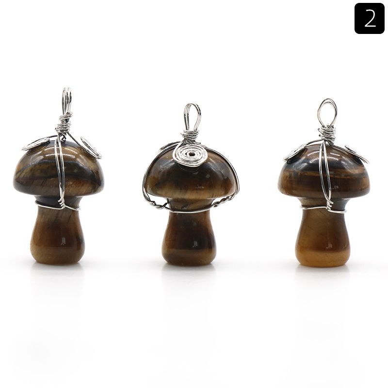1531-Pedra de cristal natural 20mm pequeno cogumelo enrolamento pingente DIY pingente