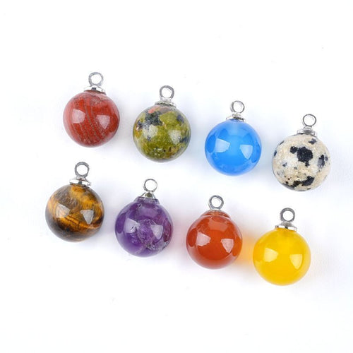 10Mm pingente de bola de pedra natural artesanal brincos pulseira colar de cristal contas soltas redondas acessórios de jóias