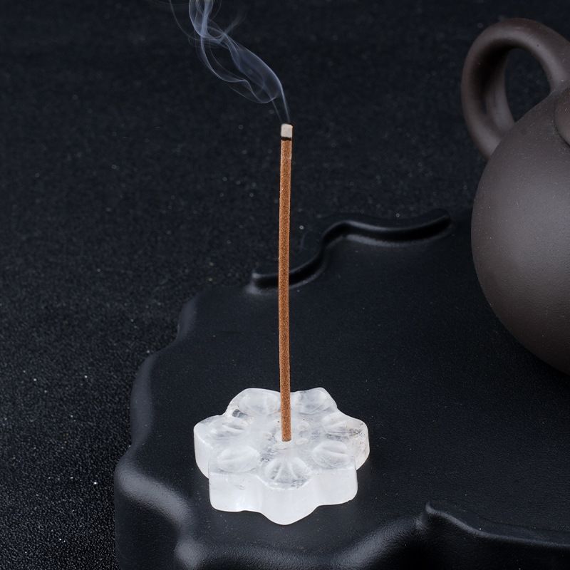 Inserção de incenso de lótus de cristal natural cabeça de pedra semipreciosa, base de suporte de incenso de arame, inserção de queimador de incenso de pedra de olho de tigre de 30 mm