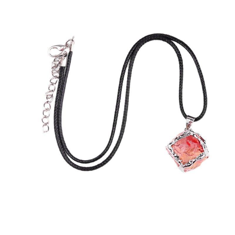 2012-Imitação de cristal de pedra áspera quadrado galvanoplastia pingente de cor, colar de cubo de açúcar de cristal artificial pingente de jóias DIY