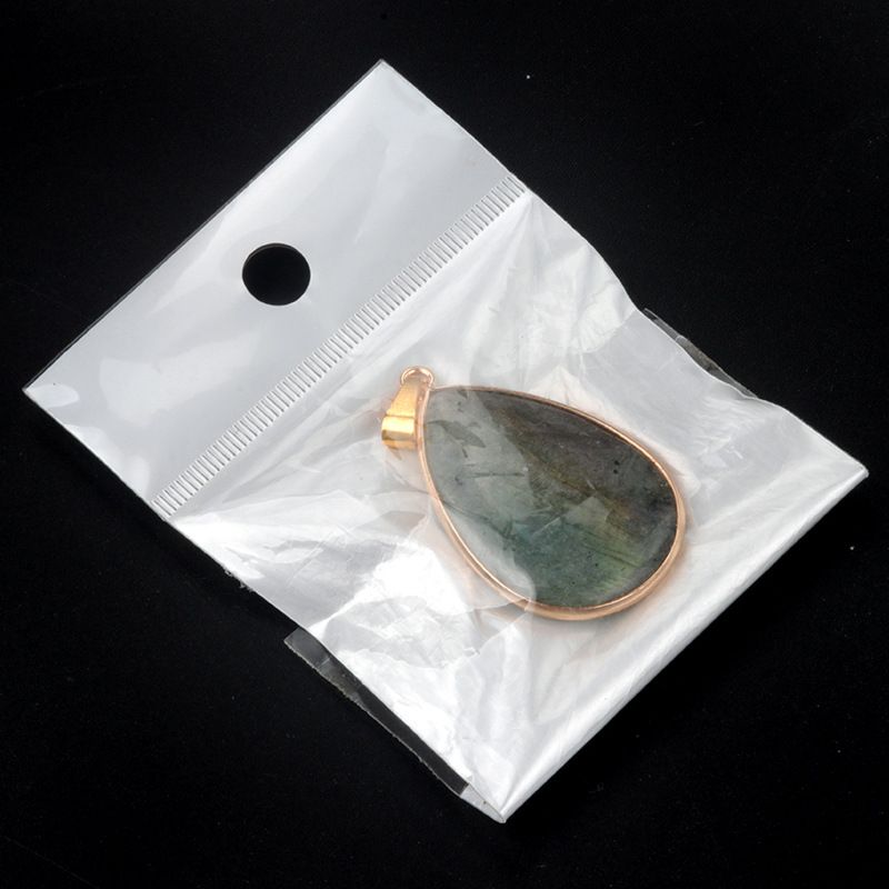 1664 - Pingente de bainha de cobre de gota de água de pedra alongada labradorita, colar de gota de água de pedra semipreciosa cinza luar