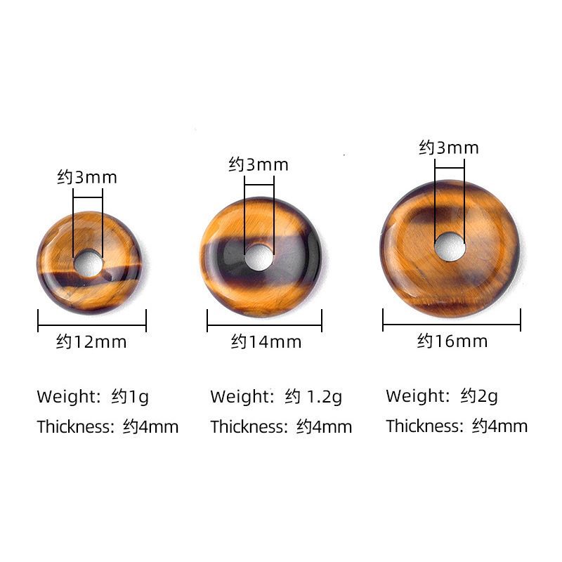 1641-12 ~ 16mm fivela de segurança, pingente de donut de pedra de ágata de cristal, anel de furo grande acessórios de jóias DIY