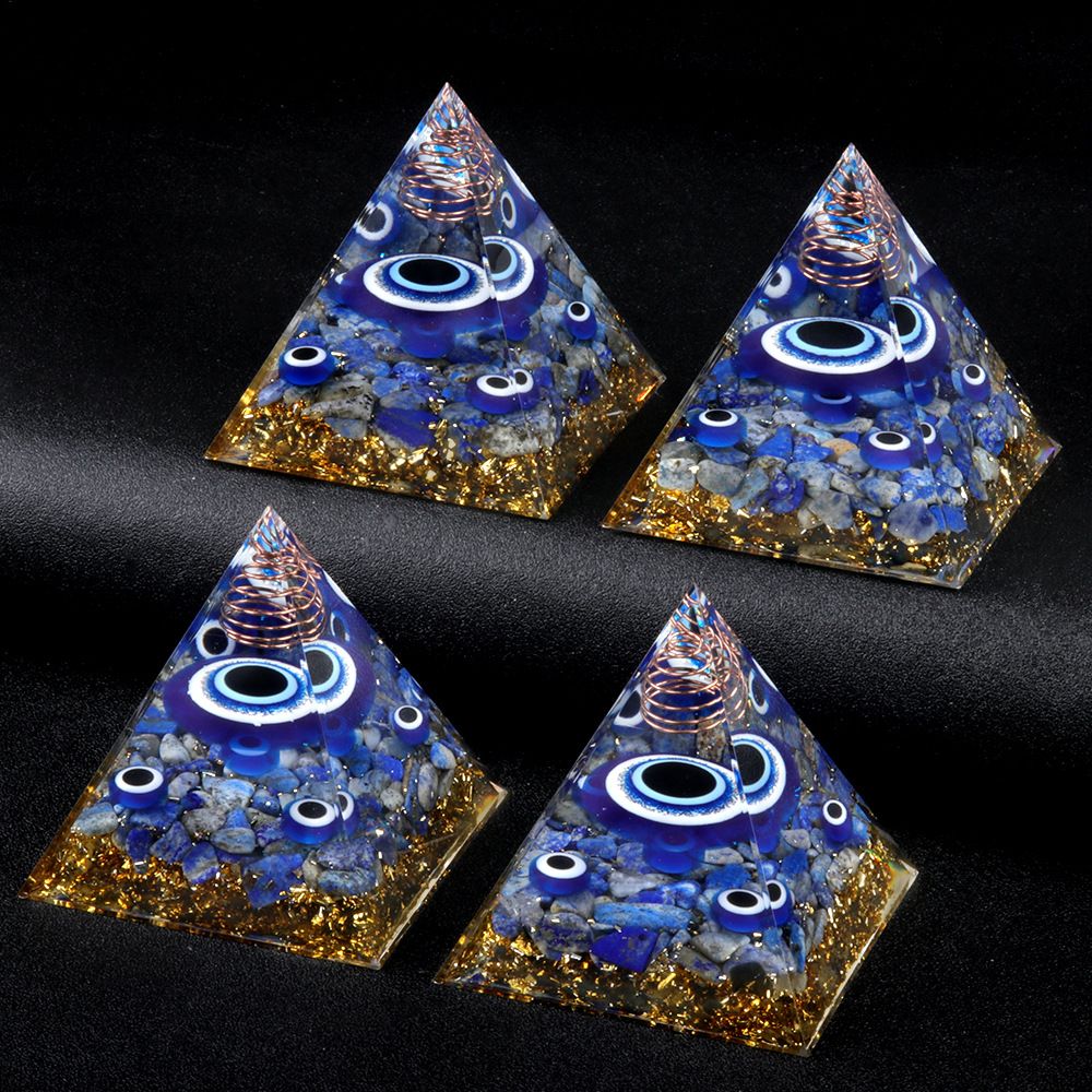 1941-M2 Resina da Pirâmide do Olho do Diabo Olho Azul Lazuli Pirâmide de Cascalho Ornamento Casa