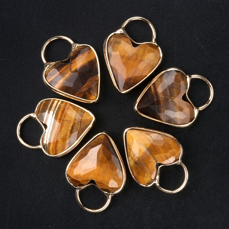 1729-18Mm pingente de bainha de amor de ametista, pingente de coração de pêssego de cristal natural colar de clavícula em forma de coração DIY