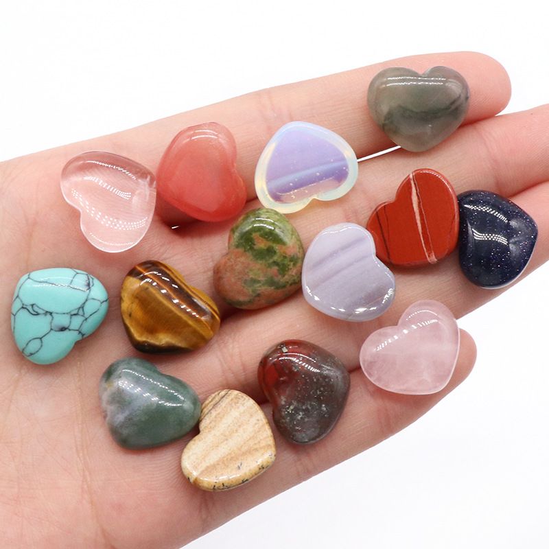 1221-15 × 18mm superfície do anel de amor, forma de coração curvado único de cristal natural, coração plano de pêssego DIY incrustado em pedra solta