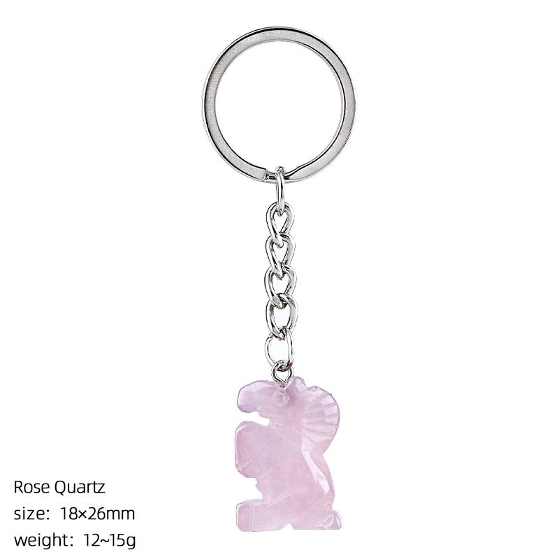 Pônei de cristal natural chaveiro criativo DIY saco acessórios de carro gravado ágata cabeça cavalo pingente