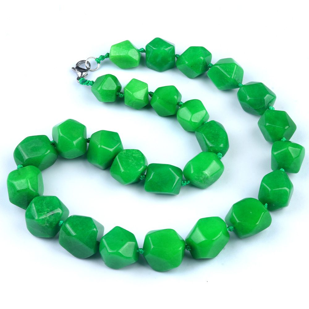 1906-Colar irregular de jade de ágata de cristal natural, pedra bruta polida e polida com colar de forma atada