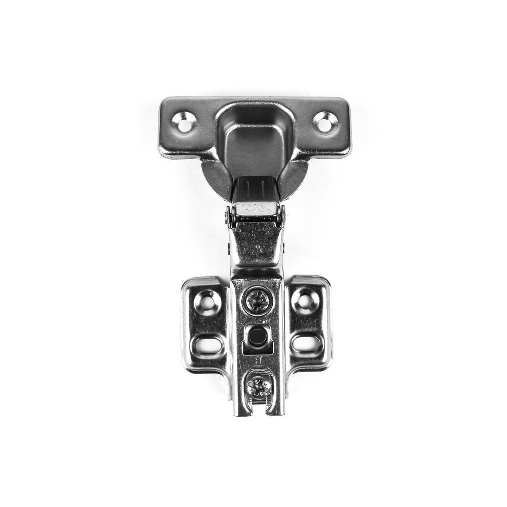 105-Degree 35 mm Half Overlay Frameless Cabinet Hinges with Installation Screws (1-Pair)