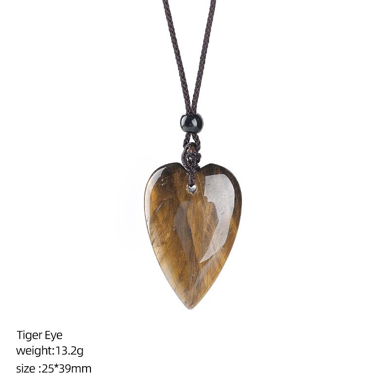 Colar de amor de cristal natural de 40mm, pingente de coração de pêssego de pedra de ágata gravado em forma de coração.