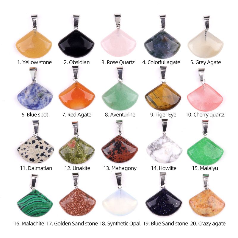 1459-22Mm Pingente de ventilador, cristal natural Pingente de ventilador de pedra semipreciosa Brincos DIY Acessórios de colar