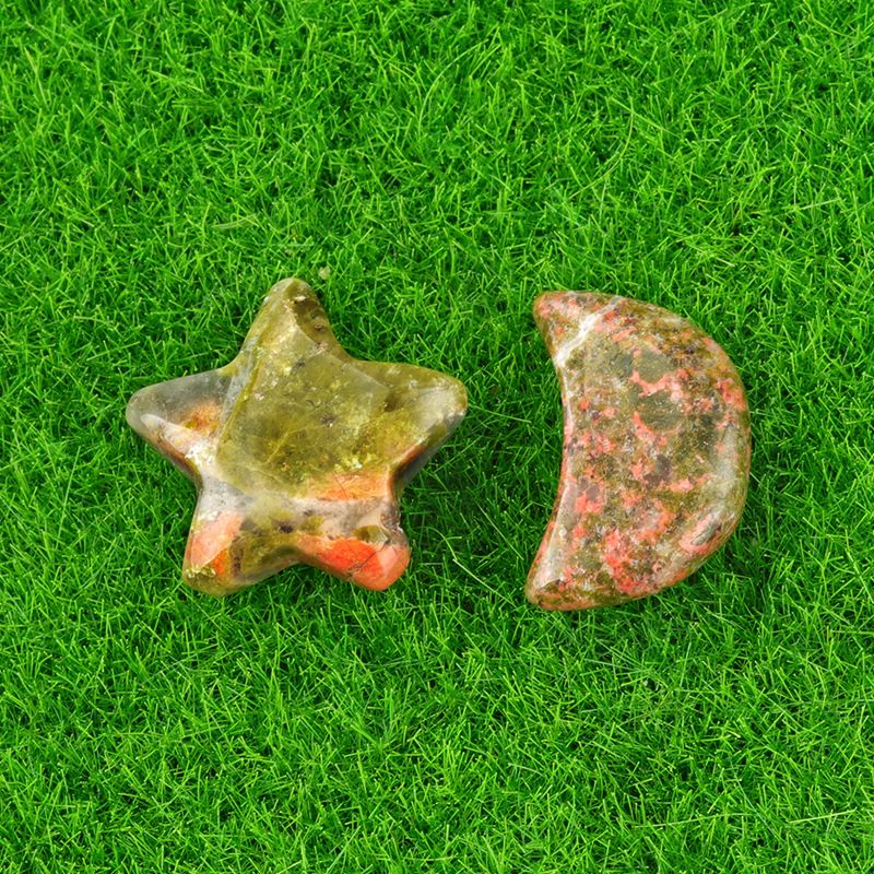 1702-Pedra semipreciosa de ágata de cristal natural 20mm pentagrama não poroso estrela lua acessórios de decoração