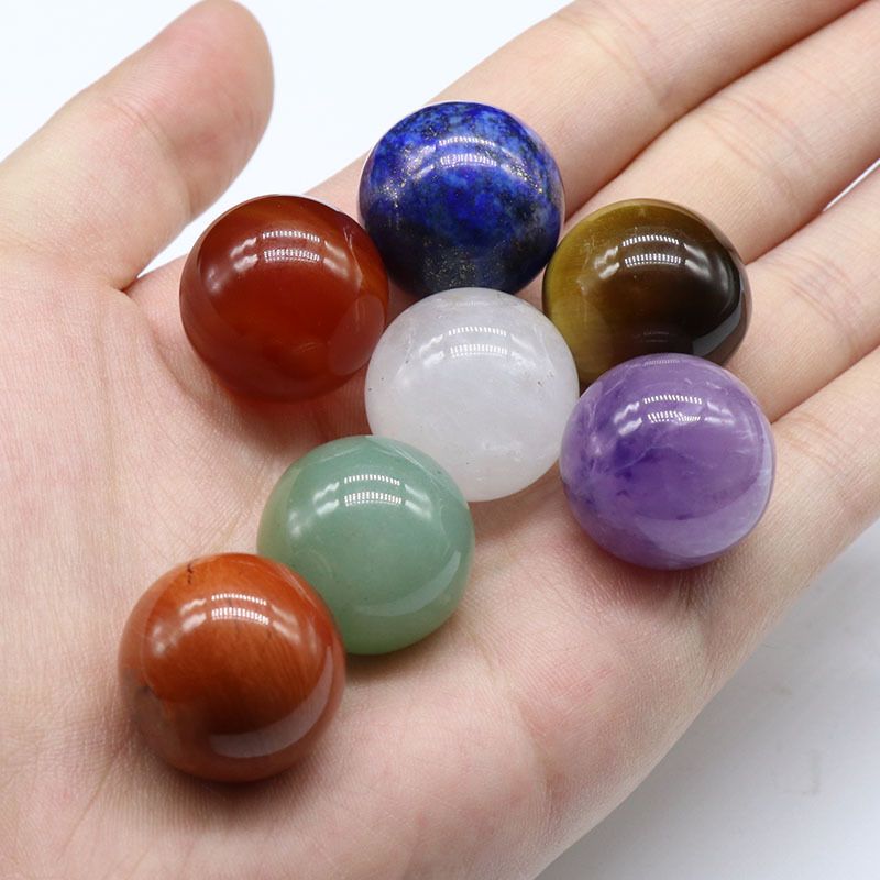 711-Conjunto de Pedra Colorida de Cristal Natural Ágata 20MM Ball 7 Boxes, Chakra Yoga Stone