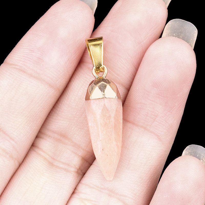 2092-Ametista ágata pedra bala cortada pingente cabeça dourada pequena pimenta DIY colar acessórios
