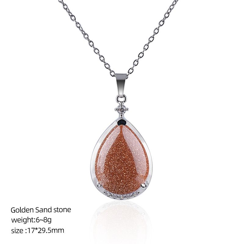 Pingente de gota de água de cristal natural popular com corrente de clavícula incrustada de cobre diamante colar de gota de água de ametista natural
