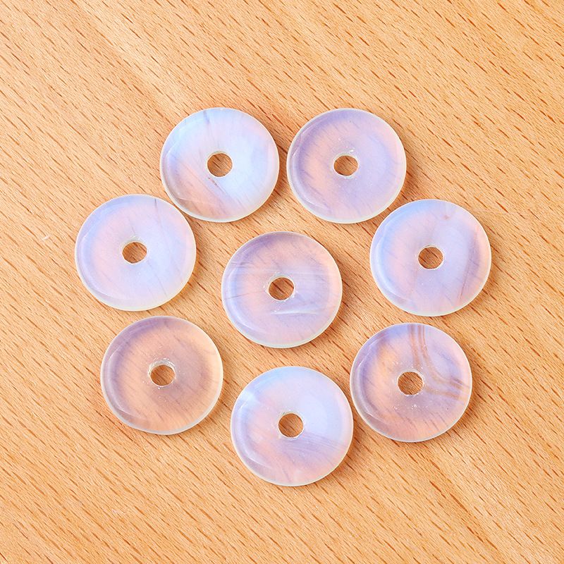 1641-12 ~ 16mm fivela de segurança, pingente de donut de pedra de ágata de cristal, anel de furo grande acessórios de jóias DIY