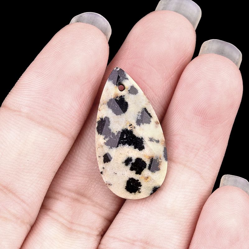 2062-Natural pó cristal ametista gota de água corte rosto DIY colar brincos pingente jóias pingente acessórios