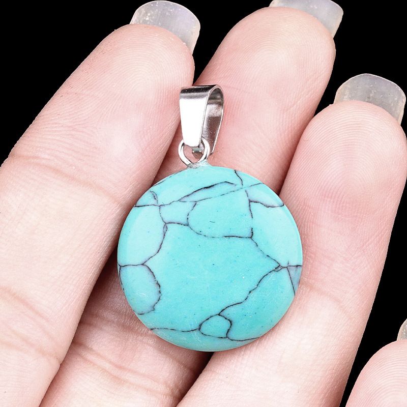 1821-20Mm cristal ágata jade redondo pingente plano, pingente de disco de pedra semipreciosa acessórios de jóias DIY