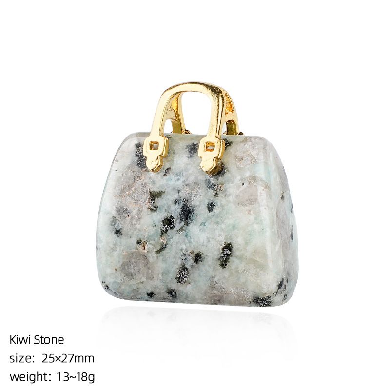 Pingente de saco de ágata de jade natural transfronteiriço paisagismo criativo colar DIY gravura cristal mini bolsa ornamento