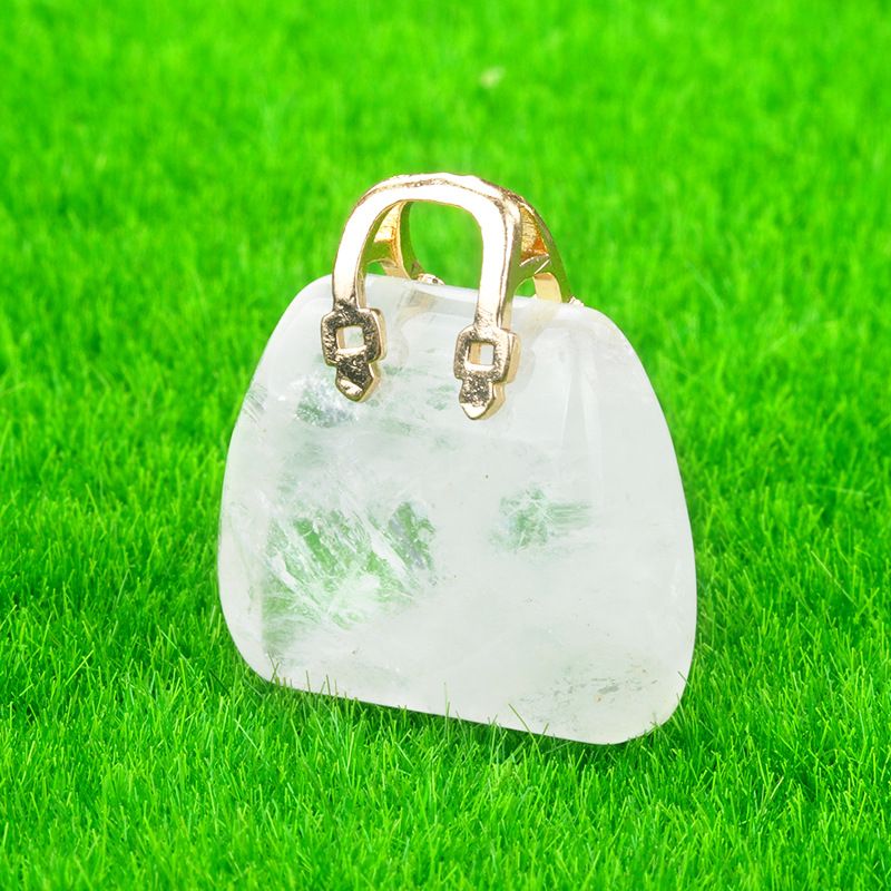 1710-Mini bolsa de pedra de cristal natural, pingente de ametista ins decoração de cristal em pó de vento criatividade