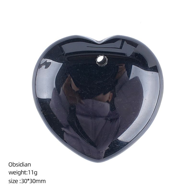 Pingente de amor de cristal natural perfurado de 30Mm, ágata gravada em forma de coração em pó de cristal de pêssego coração trançado colar acessórios