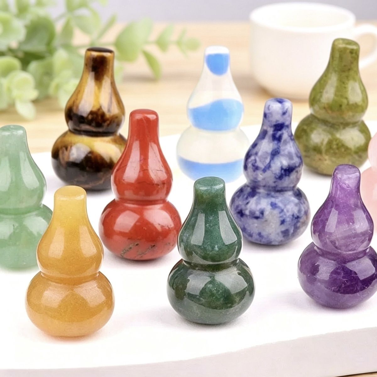 2159-Ágata de cristal roxo natural rosa e branco esculpida à mão 30mm cabaça não porosa acessórios culturais e de jogo local cênico