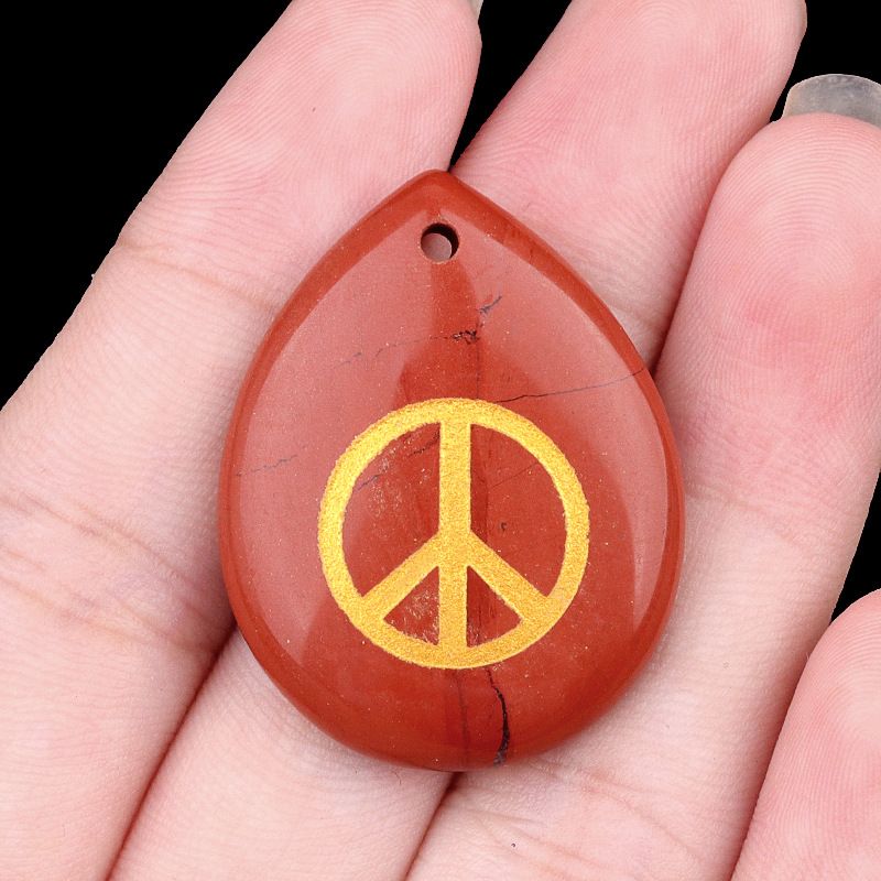 2191-Símbolo da paz, pingente de gota de água de pedra de cristal transfronteiriço colar de jóias DIY