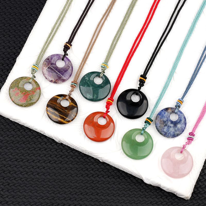 2330-30Mm colar de fivela de segurança com orifício lateral, pingente de ágata de cristal de grande abertura, colar de fivela de princesa, novos produtos estão à venda.