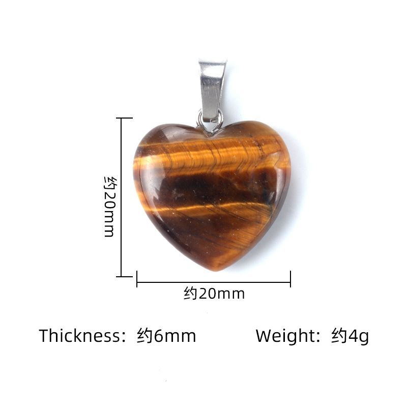 1719-Pedra semi-preciosa de cristal natural de ágata 20mm colar de pingente de amor de cor mista entrega aleatória