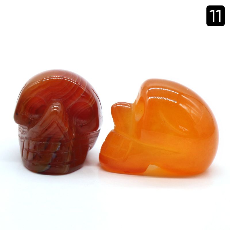 1554-25Mm Crânio de Ágata de Cristal Natural Esculpido Fantasma Cabeça Cerca De 1 Polegada Crânio Pequeno Ornamento De Halloween