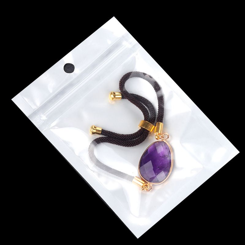 1711-Pulseira de bainha irregular com corte de ametista natural Corda de mão ajustável para casais masculinos e femininos
