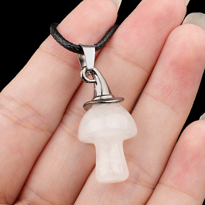 2351 Presente de Natal chapéu de bruxa ágata cogumelo colar cristal natural cogumelo forma pingente vintage jóias