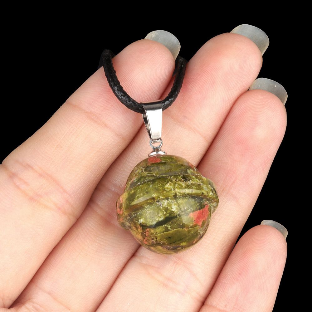 1926-Pingente de planeta de pedra de ágata de cristal natural, planeta galáxia OVNI pingente de universo tridimensional