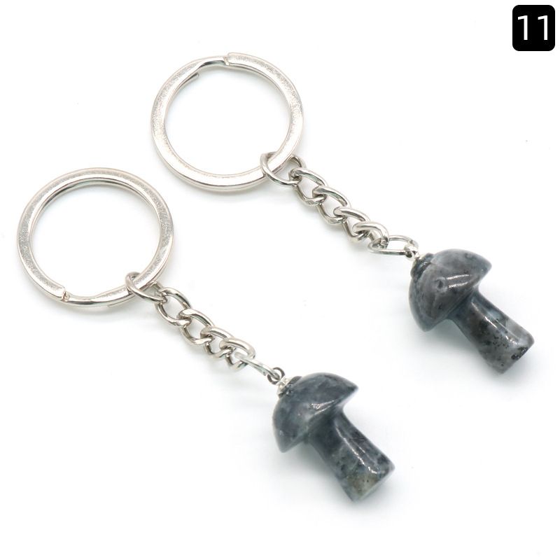 1324-Pedra de cristal natural de ágata 2cm pequeno cogumelo chaveiro pingente bonito saco de jóias pingente pequeno presente