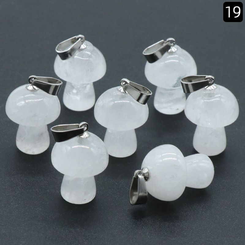 1468-Pedra de Cristal Natural 2CM Mini Pingente De Cogumelo Pequeno Colar Acessórios Pingente De Moldagem De Cogumelo DIY