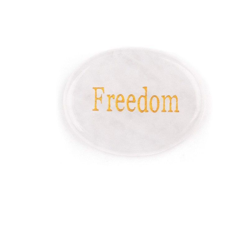 2182-Freedom Letras de cristal branco para aliviar as preocupações Pedra do polegar DIY adesivo de geladeira Tabuletas de aromaterapia para carro