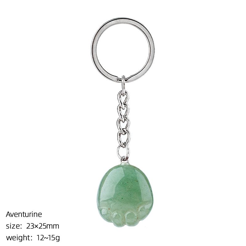 Pé de cristal natural chaveiro DIY saco de roupas bonito gravura decorativa semi-preciosa gato garra pingente