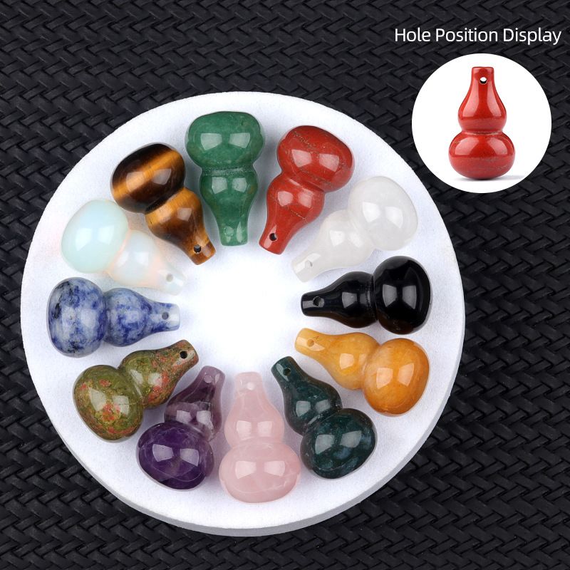 30Mm pingente de cabaça de cristal natural, tecido cultural e acessórios de jogo DIY jade ágata pequeno pingente de cabaça de jóias