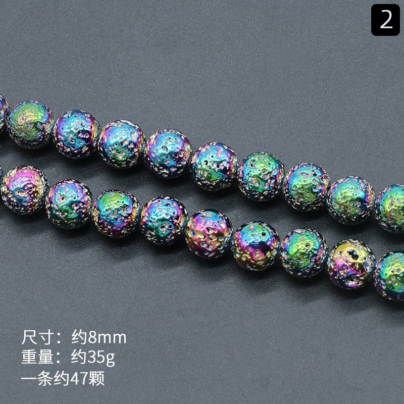 1417-Pedra Vulcânica Colorida Natural Contas Redondas DIY Acessórios De Jóias Frisadas Feitas À Mão Rocha Vulcânica Galvanoplastia Cor Grânulos Soltos