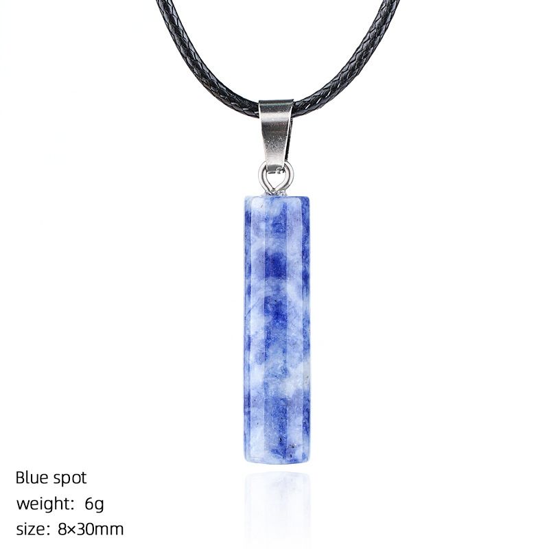 Colar cilíndrico de cristal natural 30Mm transfronteiriço europeu e americano estilo simples ágata escultura em pedra bruta pingente cilíndrico de pedra preciosa